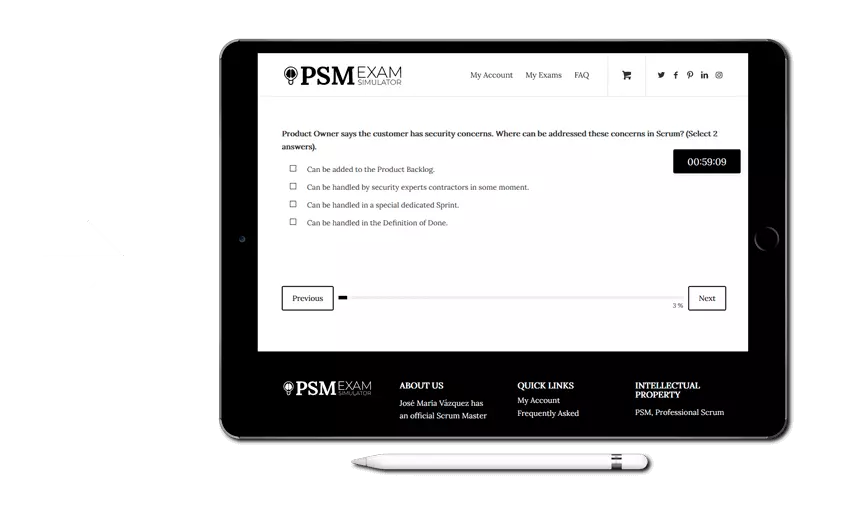 PSM I Scrum Master Exam Simulator is super easy to use in iPad!